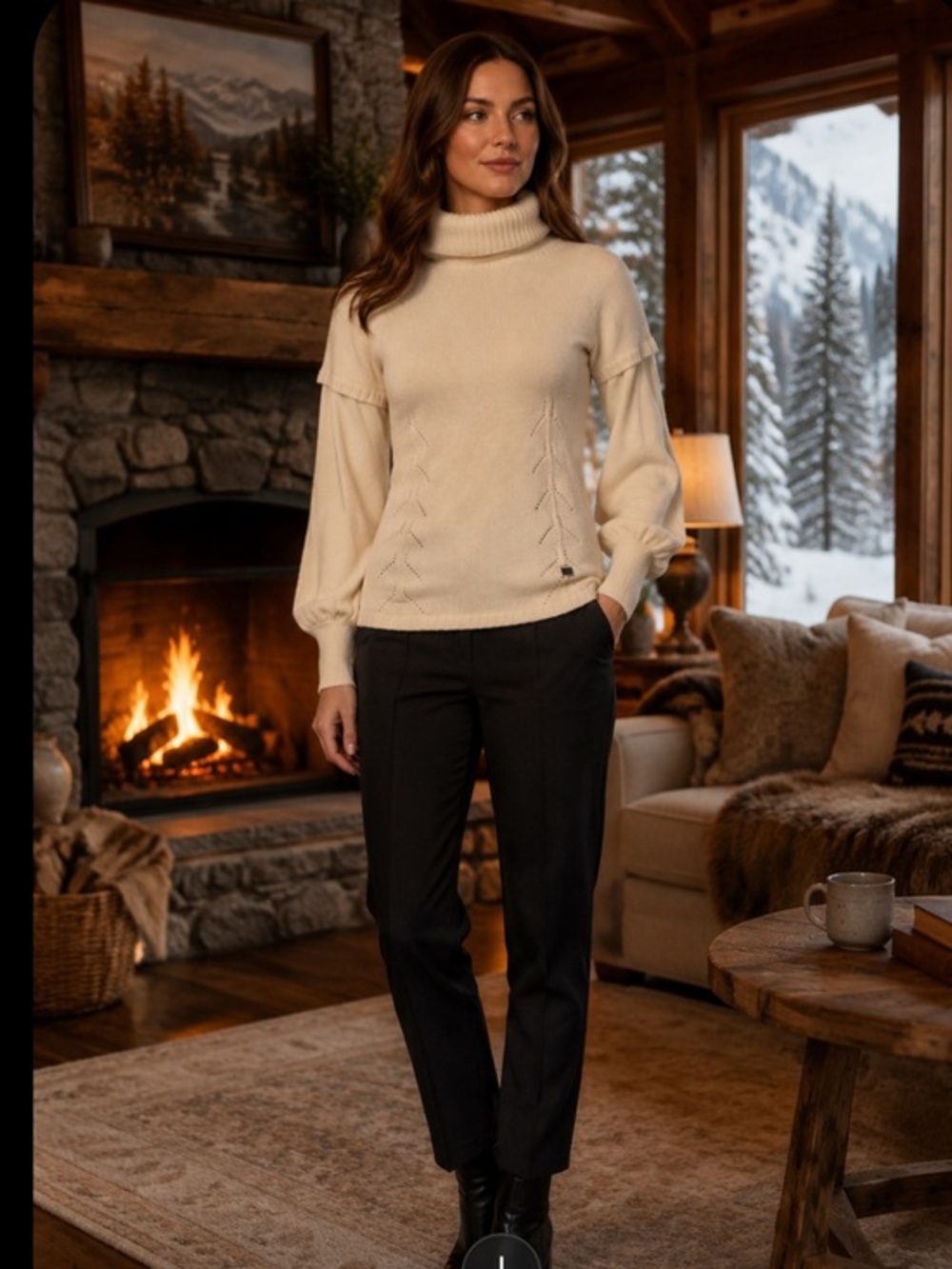 Karen Millen Wool Blend Balloon Sleeve Turtleneck Sweater